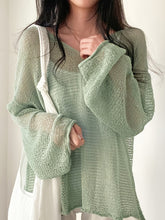 BXOXO Vibrant Solid Knitted V-Neck Pullover Top - Soft Micro Elasticity, Semi-Sheer, Elegant Long Sleeve Crochet Coverup - All Seasons, No Printing, Polyester Fabric, Knit Construction, Womens Casual Clothing